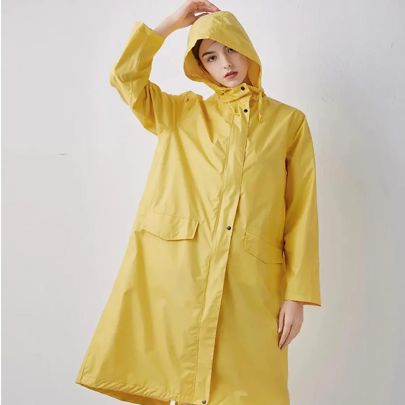 Stylish Long Hooded Waterproof Rain Jacket for All Seasons