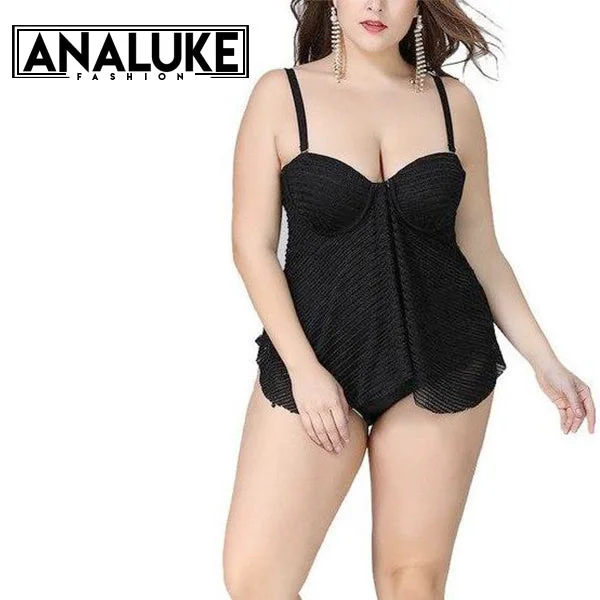 Slim Solid Black One-piece Swimsuit