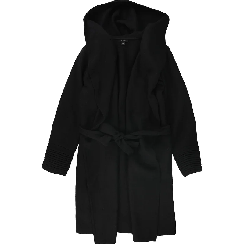 Alfani Womens Drape-Front Hooded Jacket