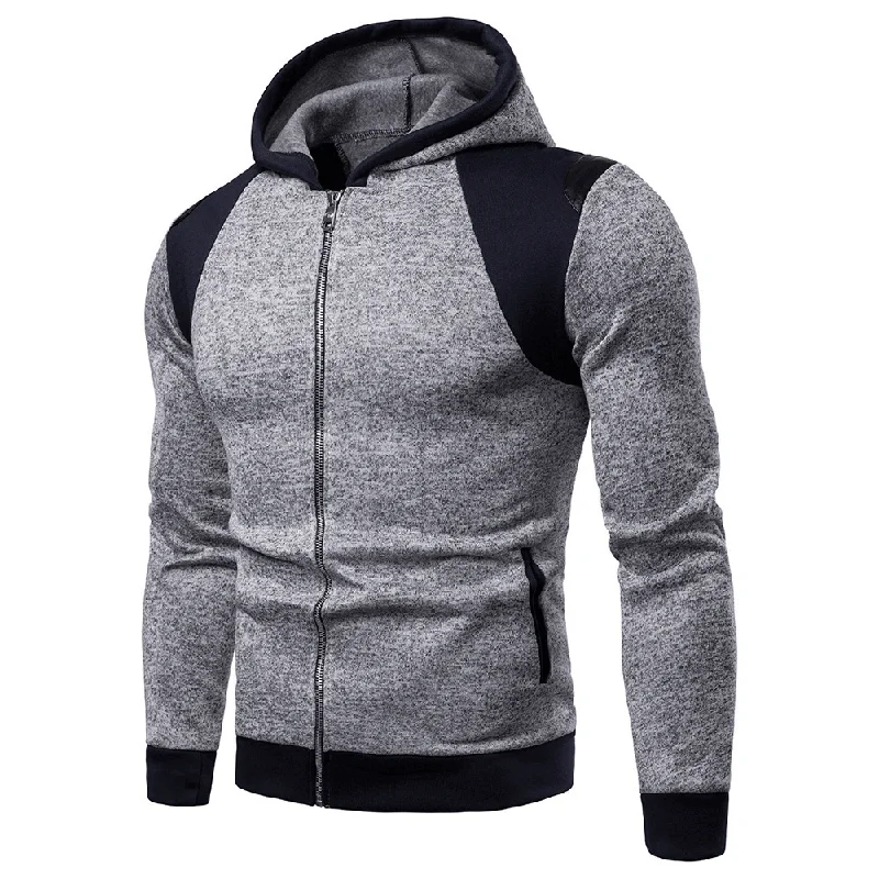 New Style Men'S Sweater Creative Splicing Sleeve Casual Hooded Men'S Sweater