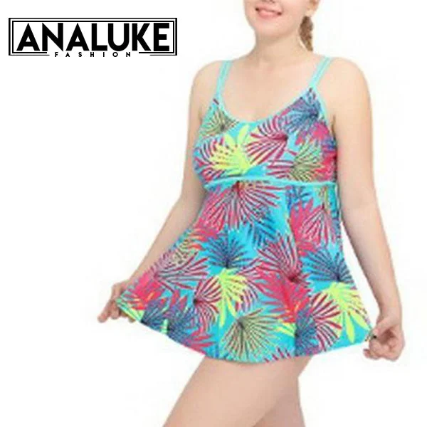 Plus Size Garish Plants Swimsuit