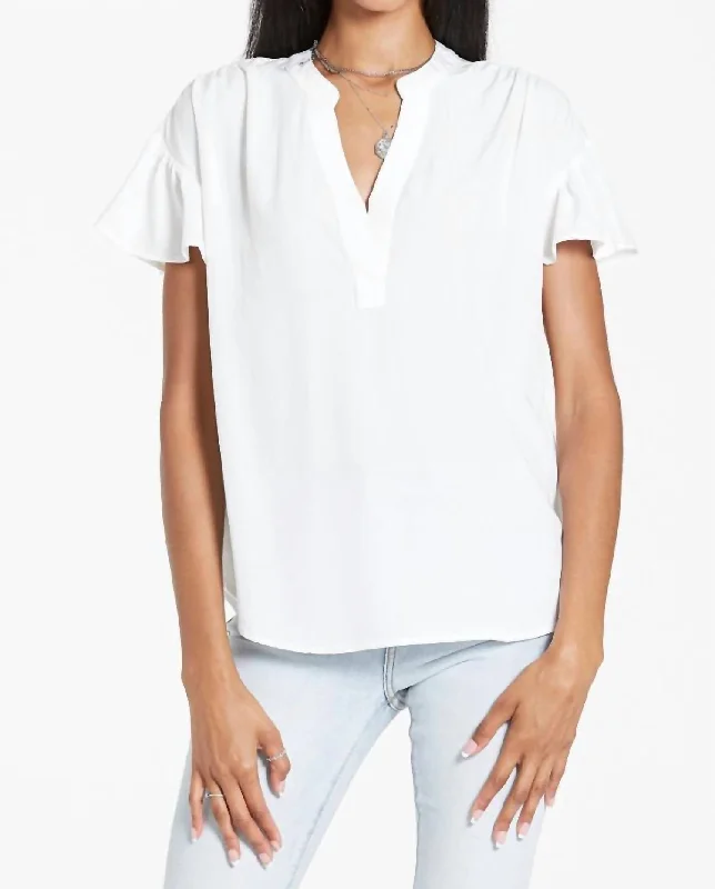 Blake Flutter Sleeve Top In White