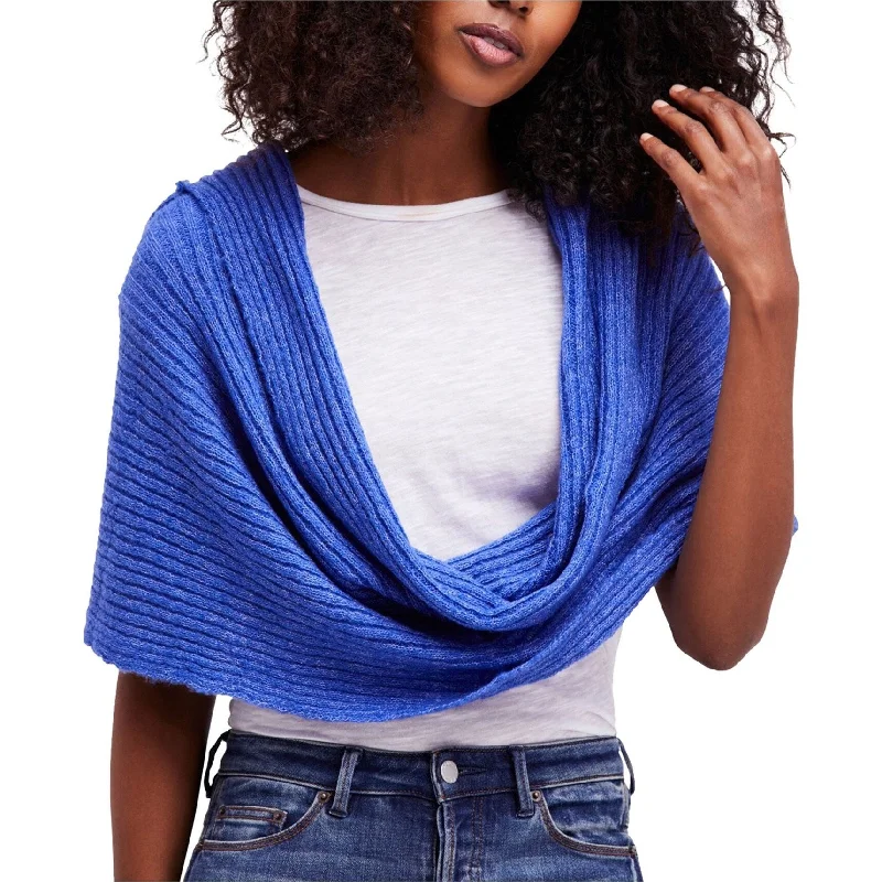 Free People Womens Hooded Sweater Wrap Swing, Blue, One Size