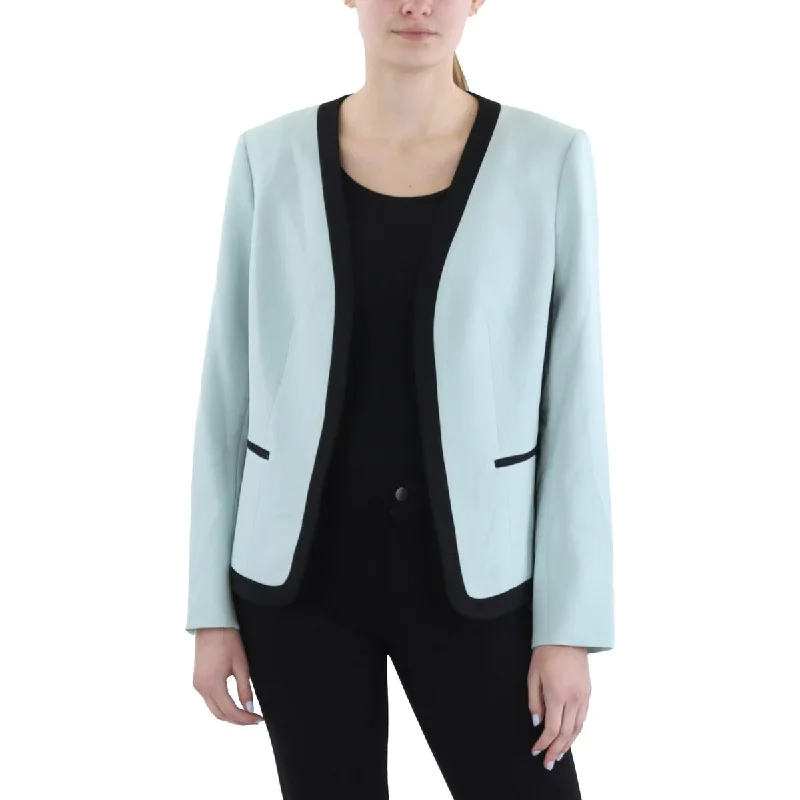 Womens Shoulder Pads Long Sleeve Open-Front Blazer