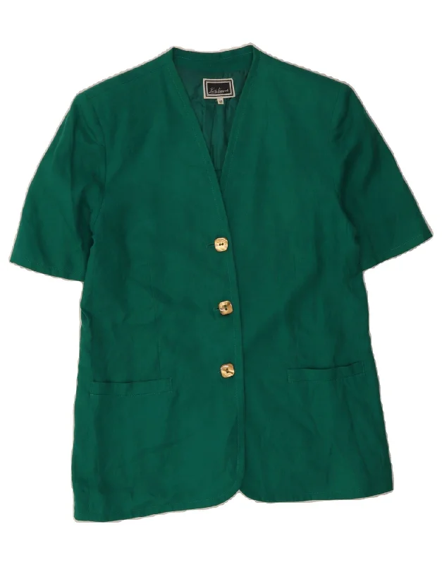 LUISA SPAGNOLI Womens 3 Button Short Sleeve Blazer Jacket IT 48 XL Green