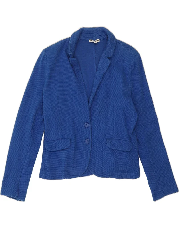 WHISTLES Womens 2 Button Knit Blazer Jacket UK 14 Large Blue Cotton