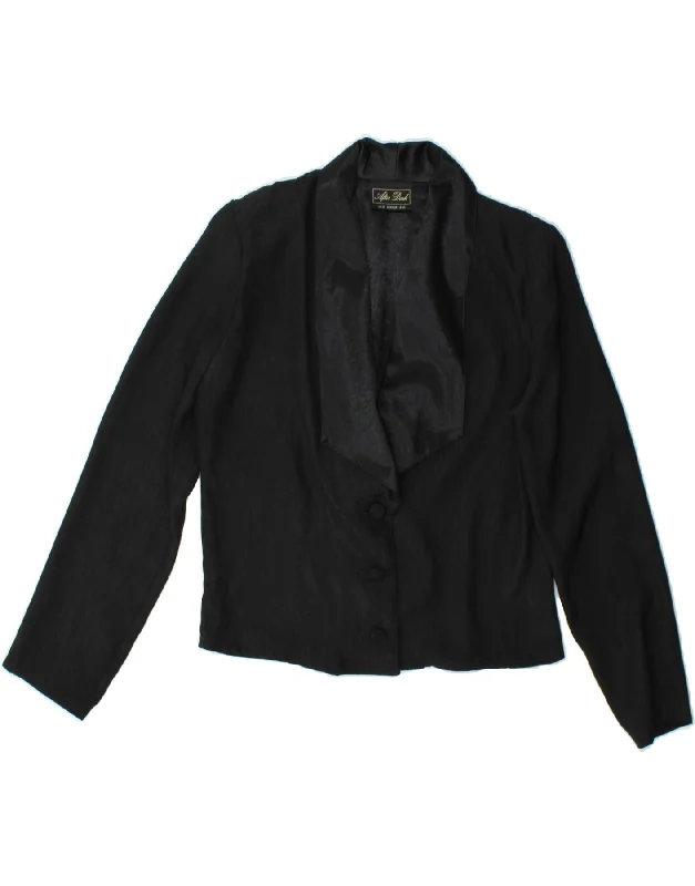 AFTER DARK Womens Crop 3 Button Blazer Jacket UK 10 Small Black Polyester