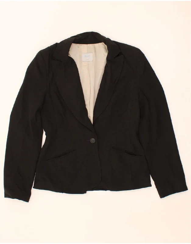 OASIS Womens 1 Button Blazer Jacket UK 12 Medium Black Polyester