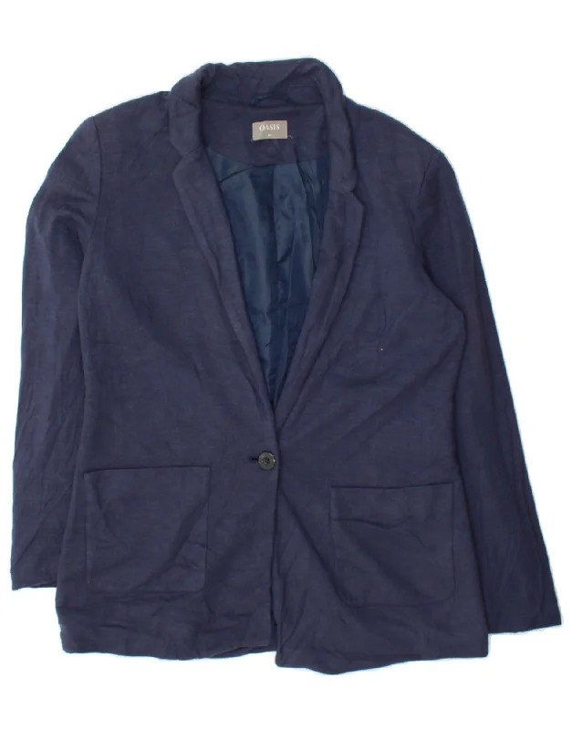 OASIS Womens 1 Button Blazer Jacket UK 10 Small Navy Blue Viscose