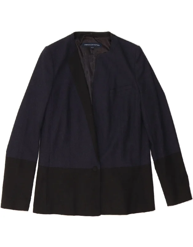 FRENCH CONNECTION Womens Blazer Jacket UK 10 Small Navy Blue Colourblock