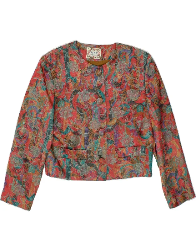 VINTAGE Womens Crop Blazer Jacket UK 10 Small  Multicoloured Floral