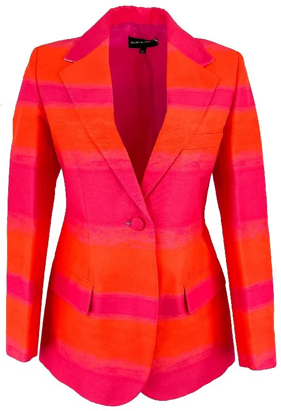 Brandon Maxwell Single-Breasted Blazer in Orange Pop/Pink Lemonade