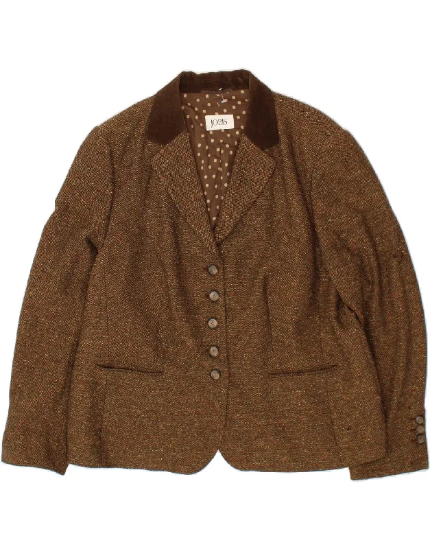 JOBIS Womens 5 Button Blazer Jacket EU 46 XL Brown Virgin Wool