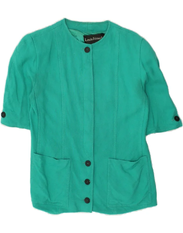 LOUIS FERAUD Womens Short Sleeve Blazer Jacket UK 14 Large Turquoise