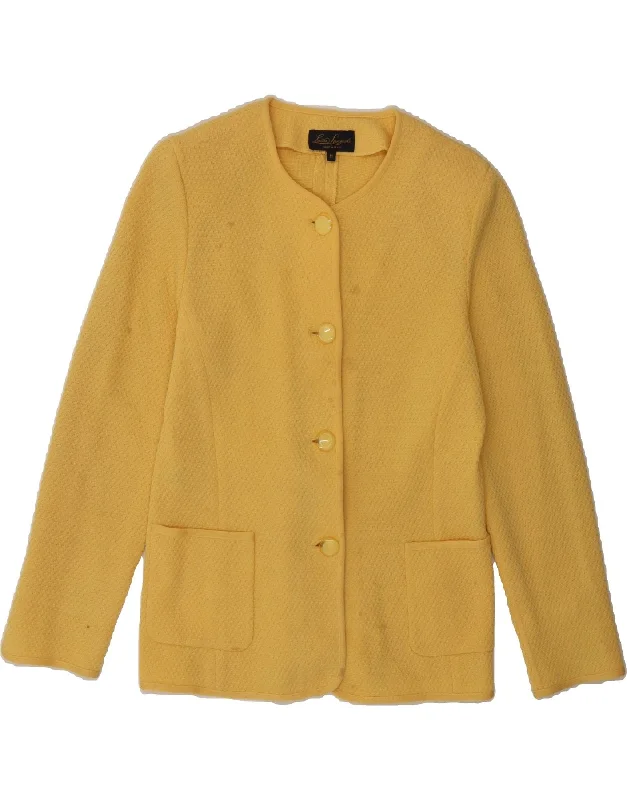 LUISA SPAGNOLI Womens Knit 4 Button Blazer Jacket UK 12 Medium Yellow