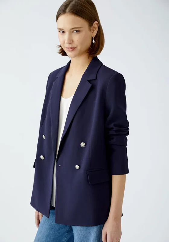 Oui Double Breasted Blazer, Navy