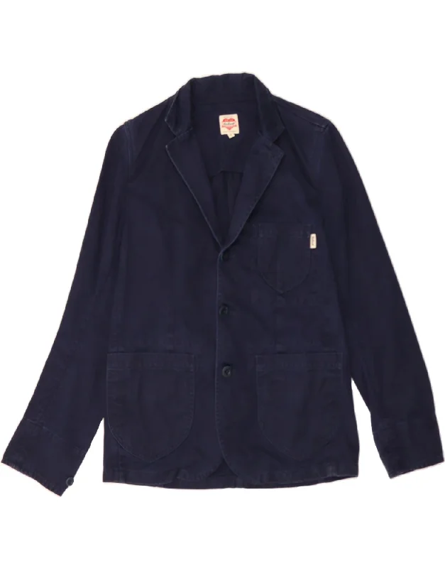 CARHARTT Womens 3 Button Blazer Jacket UK 14 Medium Navy Blue Cotton