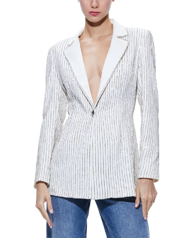 alice + olivia Yona Boxy Pinstripe Blazer