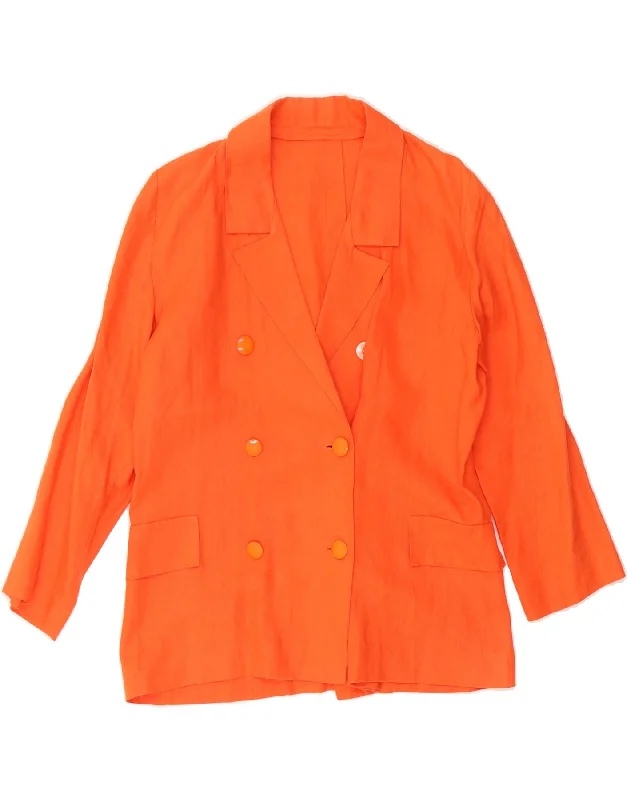 VINTAGE Womens Double Breasted Blazer Jacket UK 12 Medium Orange