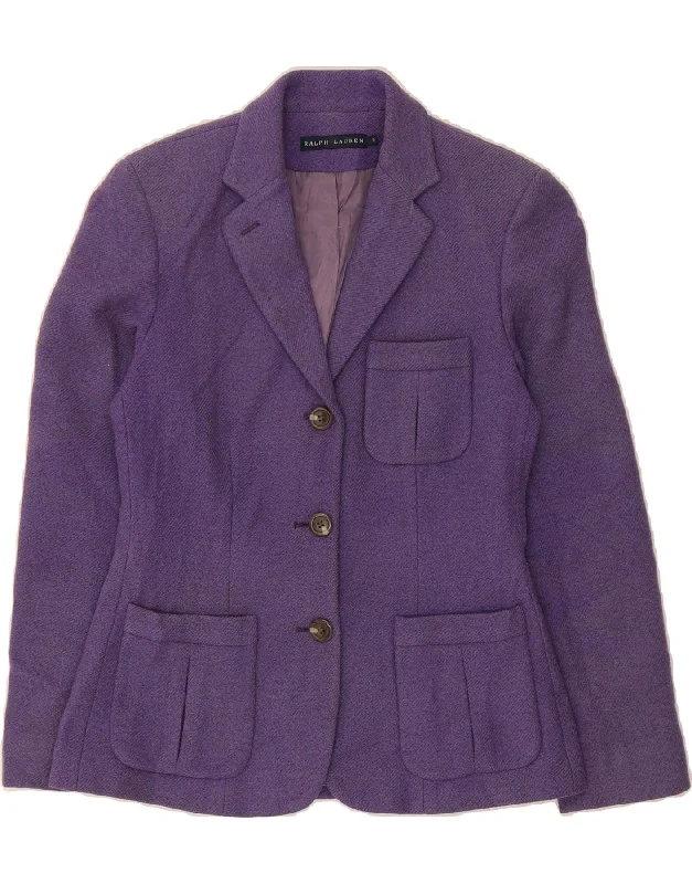 RALPH LAUREN Womens 3 Button Blazer Jacket US 6 Medium Purple Wool