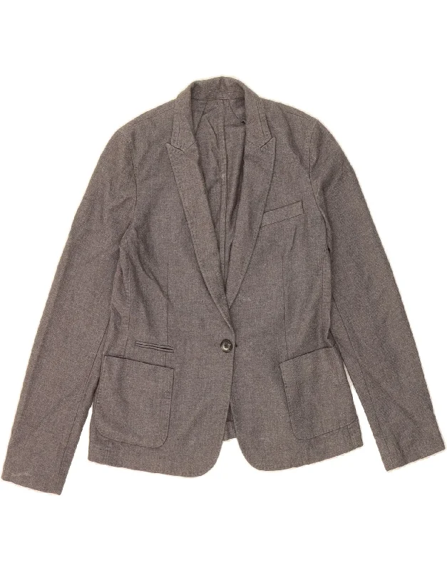 MASSIMO DUTTI Womens 1 Button Blazer Jacket EU 42 Large Grey Polyester