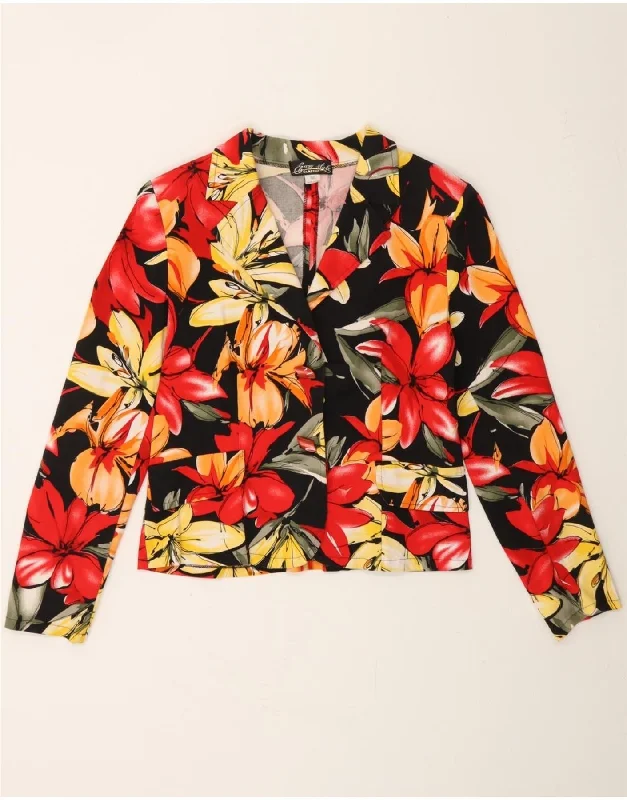 VINTAGE Womens Crop Blazer Jacket IT 40 Small Multicoloured Floral