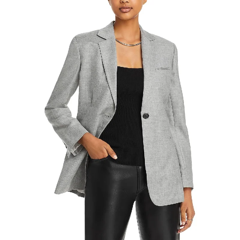 Womens Shoulder Pads Long Sleeve One-Button Blazer