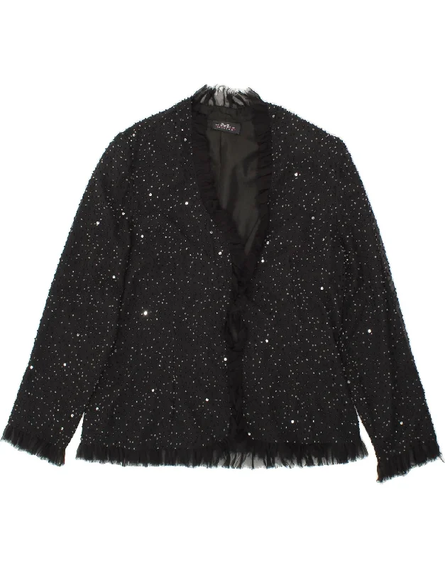 MUREK Womens Blazer Jacket UK 14 Medium Black Flecked Silk