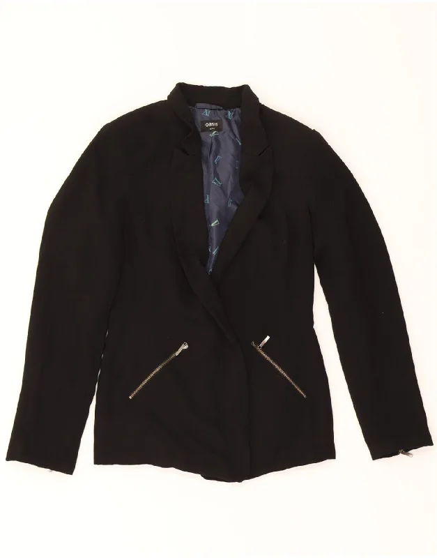 OASIS Womens Blazer Jacket UK 8 Small Black Polyester