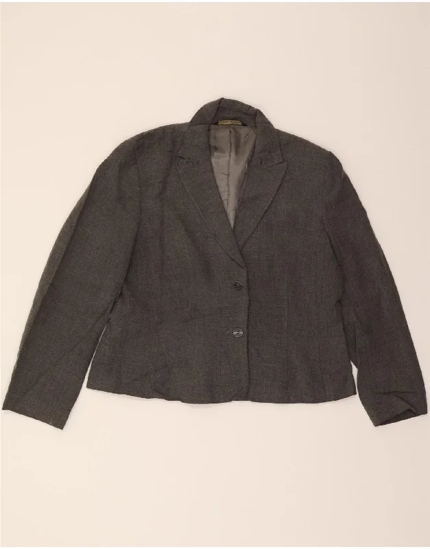 LAURA ASHLEY Womens 2 Button Blazer Jacket UK 18 XL Grey Viscose