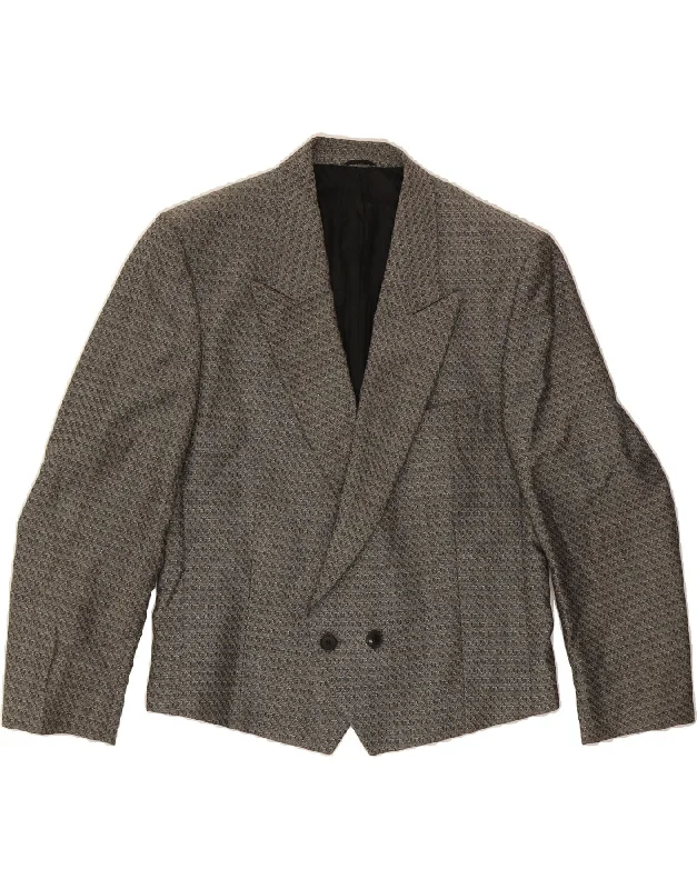 PIERRE LAFFITTE Womens Double Breasted Blazer Jacket IT 50 XL Grey Wool