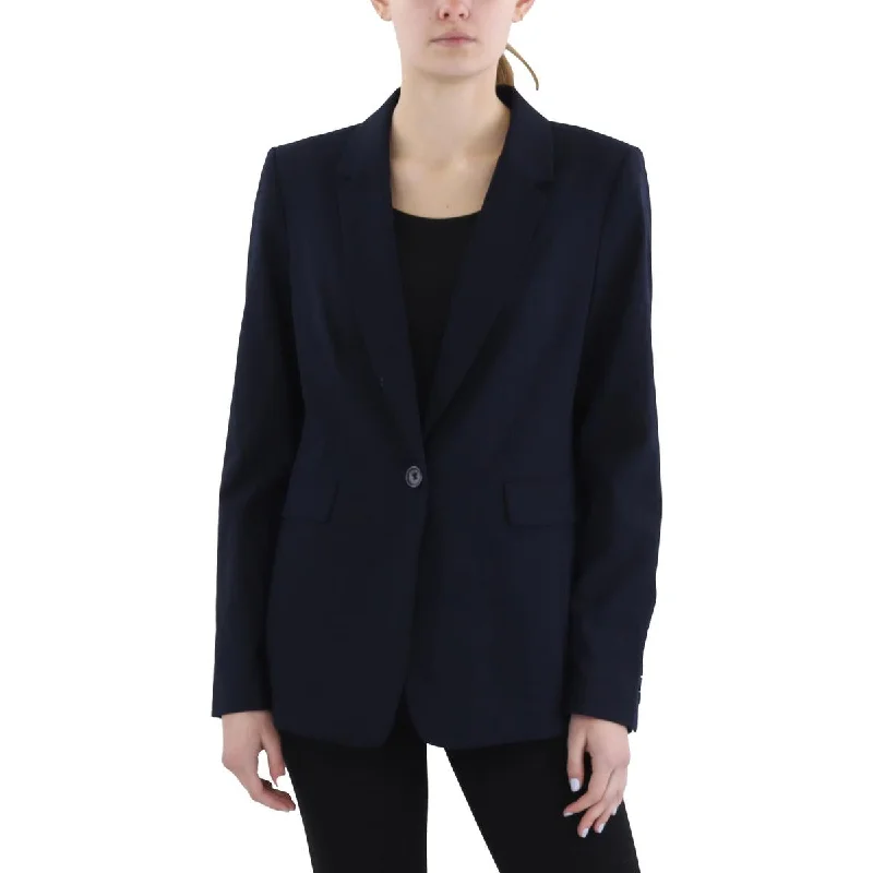 Womens Shoulder Pads Long Sleeve One-Button Blazer