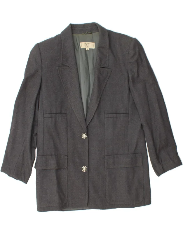 VALENTINO Womens 2 Button Blazer Jacket IT 44 Medium Grey Wool