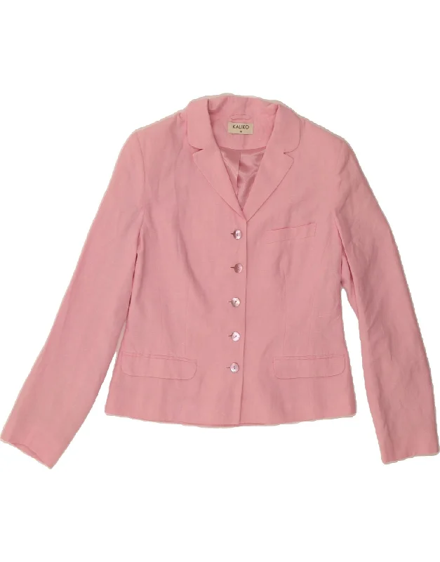 KALIKO Womens 5 Button Blazer Jacket UK 12 Medium  Pink Linen