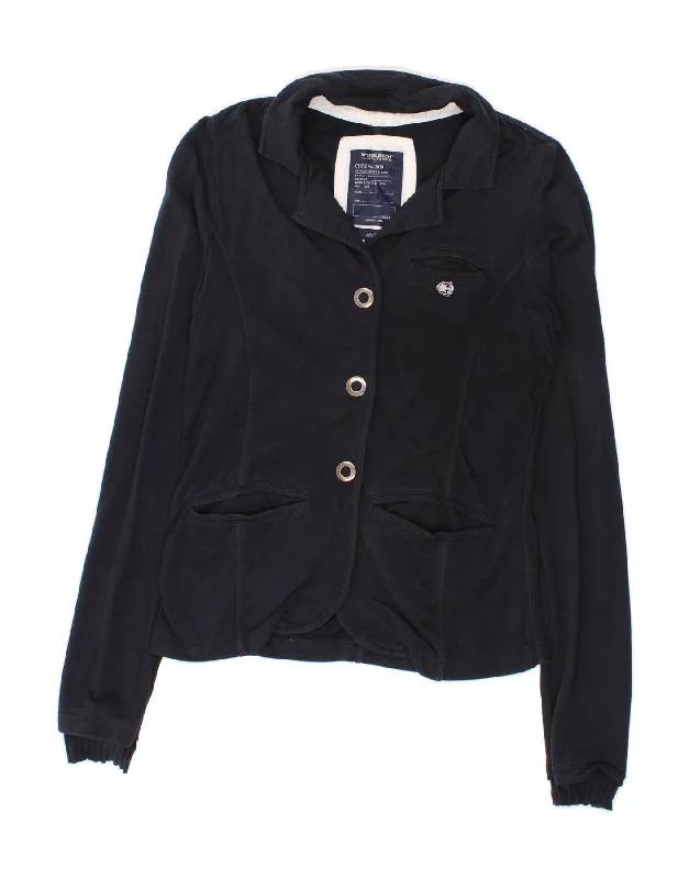 WOOLRICH Womens Blazer Jacket UK 10 Small Navy Blue Cotton