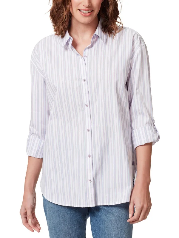 Amanda Womens Collared Button-Down Top