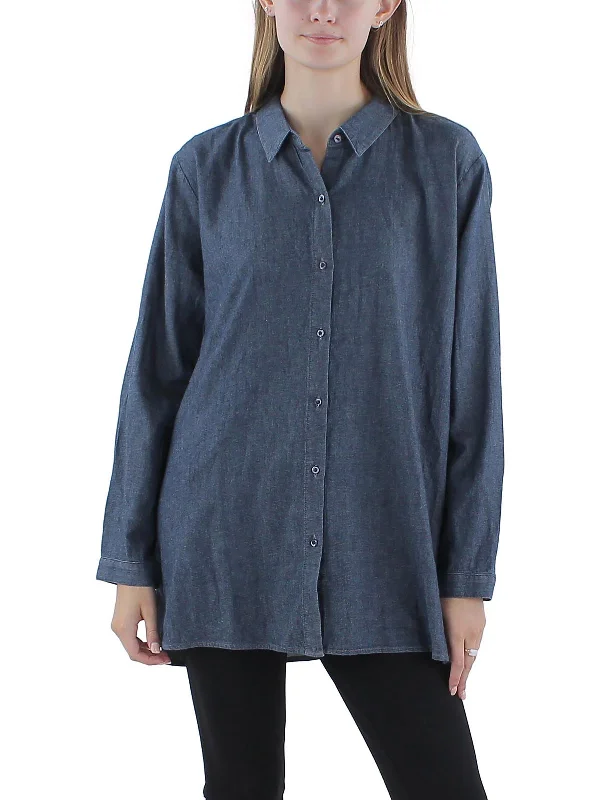 Womens Button Organic Cotton Button-Down Top