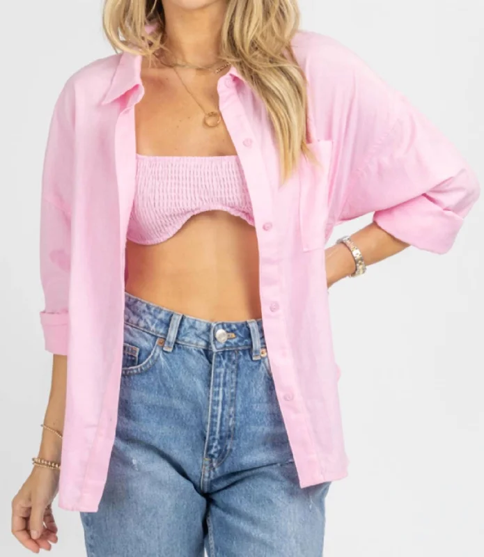 Bralette + Button Down In Pink