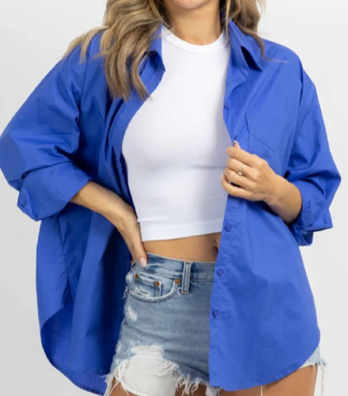 Relaxed Fit Button Down In Royal Blue