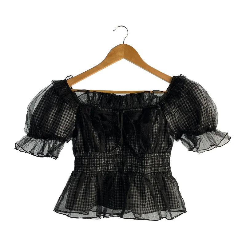 snidel/SS Blouse/FREE/Black/Polyester/Plaid/SWFB241136