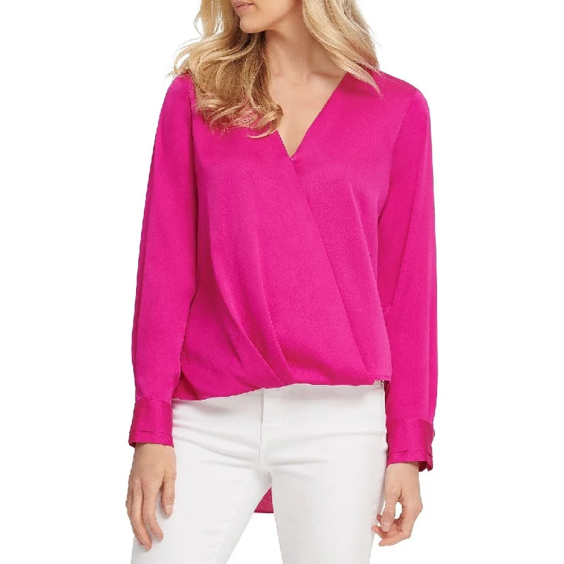 DKNY Women's Surplice Blouse Med Pink Size Medium