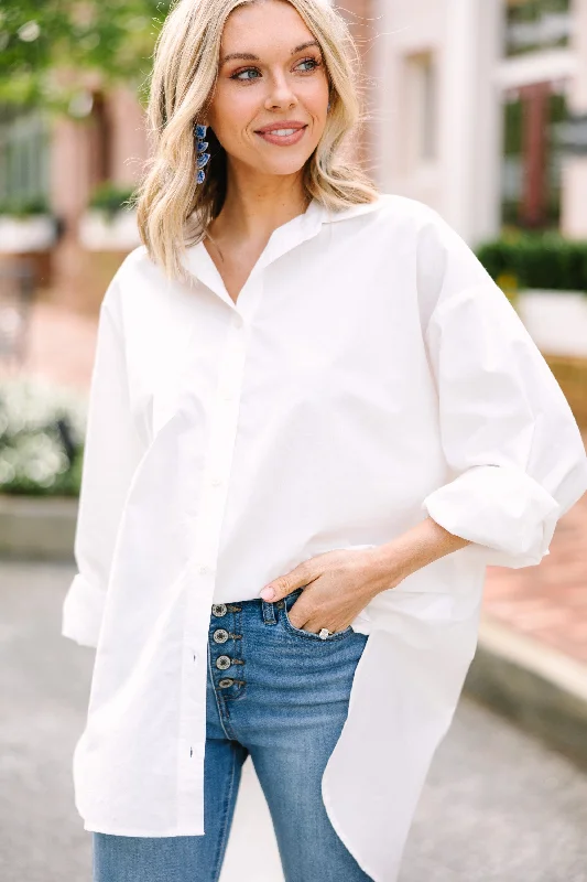 Strong Feelings White Button Down Top