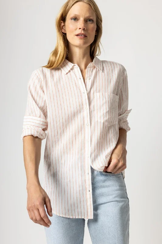 Tangerine Stripe Boyfriend Buttondown