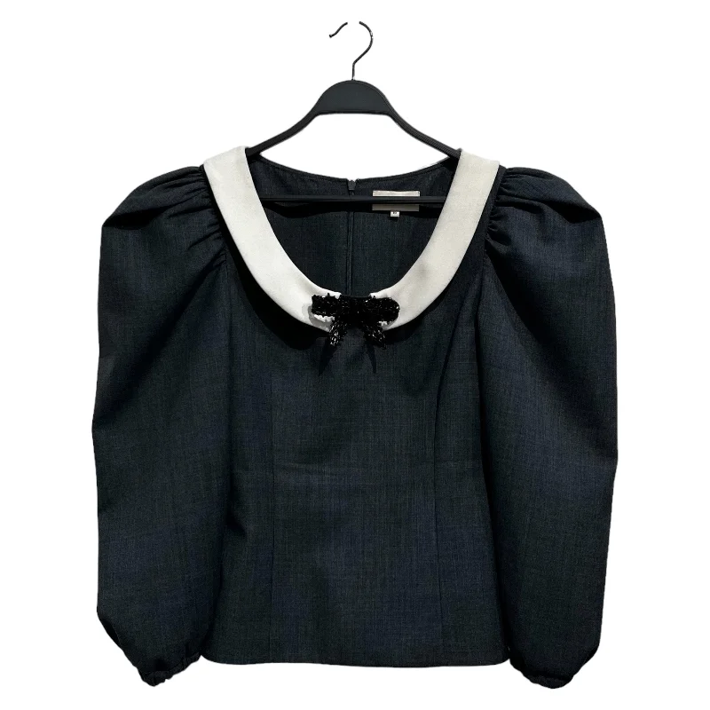 SHUSHU/TONG/LS Blouse/10/Cotton/GRY/SAILOR COLLAR BEADED BOW