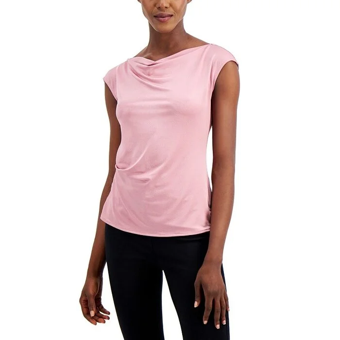 Alfani Women's Cowl-Neck Peplum Blouse Pink Size XX Large - XX-Large