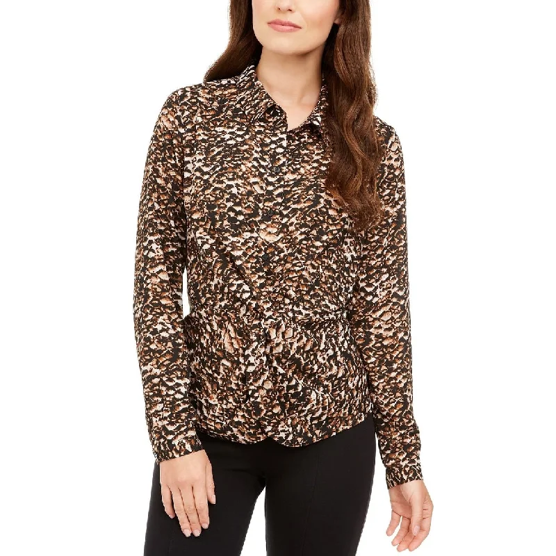 Alfani Women's Printed Twist-Front Blouse Bl Cali Snake Size Medium