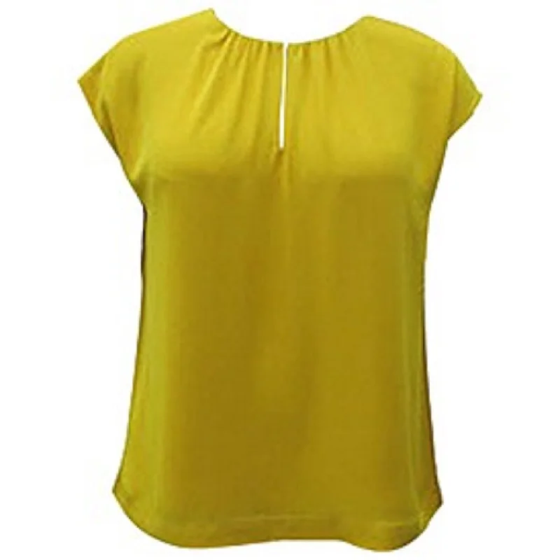 Alfani Women's Shirred Shell Blouse Dark Yellow Size Large