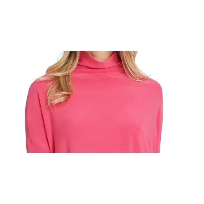 Dkny Women's Funnel Neck Dolman Sleeve Blouse Pink Size Medium