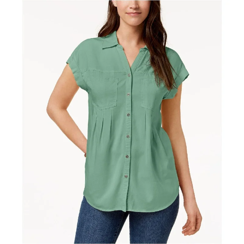 Style & Co Women's Pleated Blouse Sweet Mint Size Medium