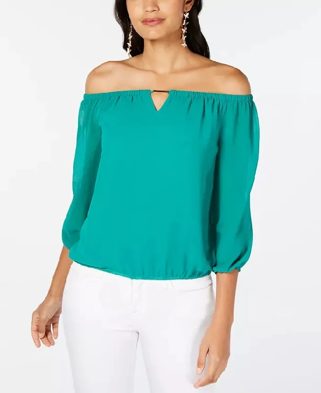 Thalia Sodi Off-The-Shoulder Keyhole Blouse  Green Size XX-Large